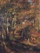 Pierre Renoir The Painter Jules Le Coeur walking his Dogs in the Forest of Fontainebleau oil painting